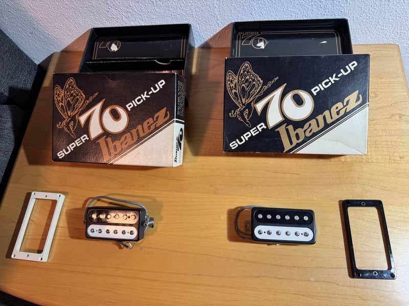 2x Ibanez Super 70 Humbucker Set (Maxon, 1978) – Original Boxes – Zebra – Vintage Rarity image 1