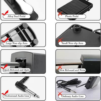 Sustain Pedal for Keyboard, Piano Foot Pedal with Polarity Switch for Electronic Keyboards, MIDI Keyboards, Digital Pianos, Yamaha, Roland, Korg, Behringer, Moog image 5