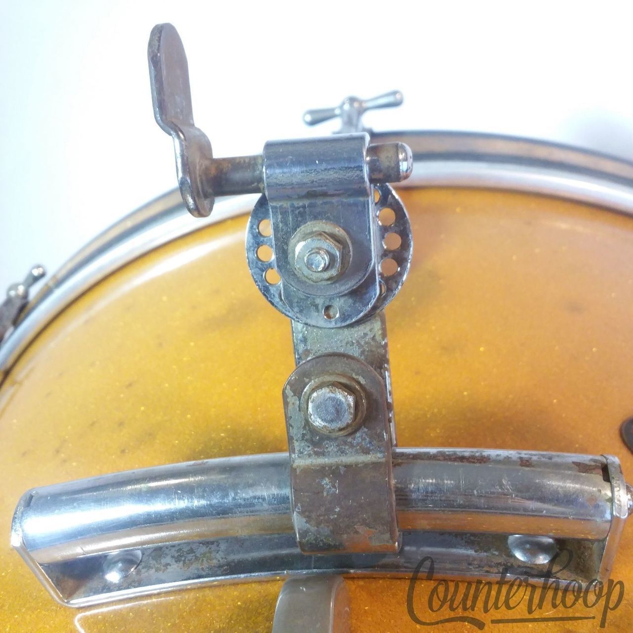 Leedy&Ludwig 22x14" Bass Drum Gold Sparkle Vintage 50s Nickel Rail Mount Elkhart — main photograph