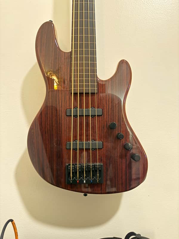 Warmoth Deluxe 5 J Bass Fretless 2025 Gloss Indian Rosewood image 1