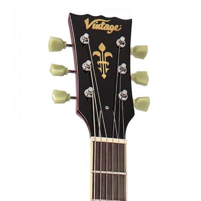 Vintage V100TWR Reissue Flamed Trans Wine Red image 5