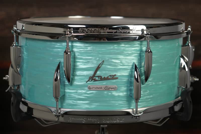 Sonor 6.5x14" Vintage Beech Snare Drum - California Blue image 1