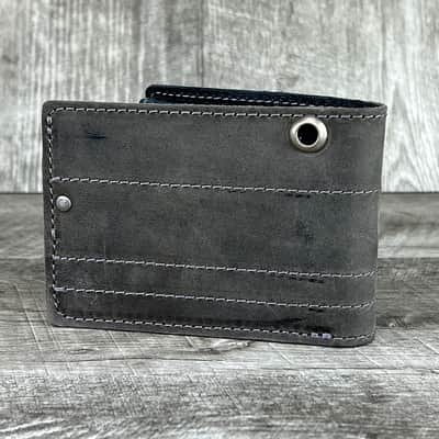 Anthology Gear Leather Chain Wallet with Guitar Pick Slots - Grey/Black image 2