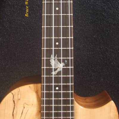 Handmade Cutaway Tenor Ukulele, Solid Spalted Maple & Curly Maple, Archback, Dove Inlay, Soft-bag, Bruce Wei UAJ17-2012 image 7