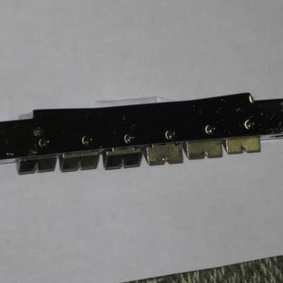 lightly used Epiphone B-2 metric ABR-1 vintage style bridge, wired,  CHROME, large posts mounting pieces (NO anchors) 1990s/2000s (for some import guitars that use this style bridge) will NOT fit on Gibson - mounting holes are too big image 14