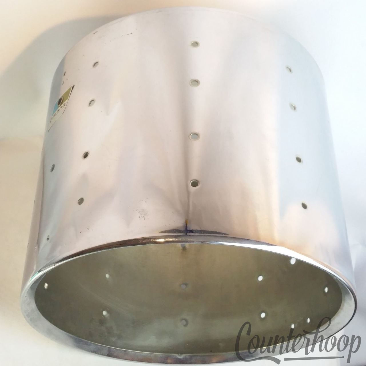 Ludwig 15x12"Stainless Steel Marching Snare Drum Shell Blue/Olive Pre-Serial 70s — main photograph