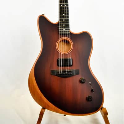 Fender American Acoustasonic Jazzmaster Bourbon Burst Acoustic Electric Guitar w/ Gig Bag image 4