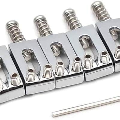 Guitar Bridge Saddle with Spring Screws Wrench Tremolo for Fender Strat Stratocaster Tele Telecaster Electric Guitar Replacement Parts Accessories 6Pcs Bridge Saddles（Chrome） image 1