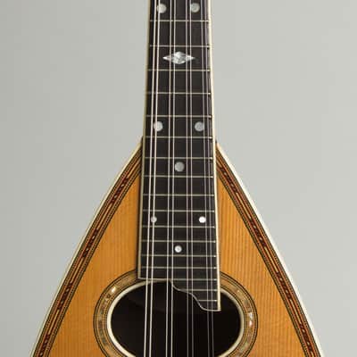 Stahl Style 6 Bowl Back Mandolin, made by Larson Brothers, c. 1910, original brown leather covered hard shell case. image 8