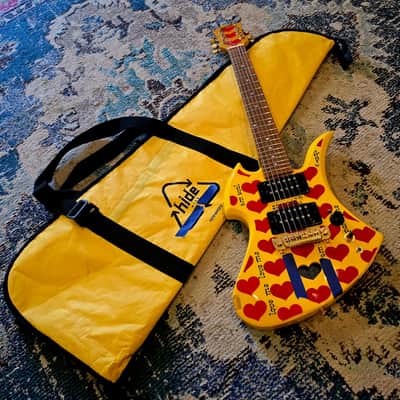 2006 Fernandes Burny YH-JR - Hide Signature Model - Yellow Heart Junior - Built-in-Amp - w/ Gig Bag image 5