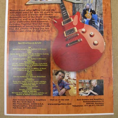 Zuni Custom Guitars and Amplifiers Brochure 2008 image 2