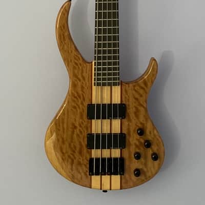 Harley Benton BZ5000 NT 5 String Bass Guitar w/Hard Shell Case Natural Clear image 1