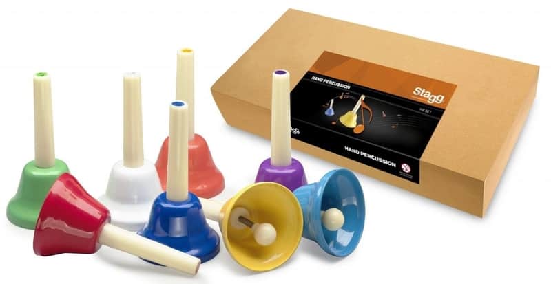 Stagg Model HB-SET - Set of 8 Hand Bells - Various Colors - 8 Note Set image 1