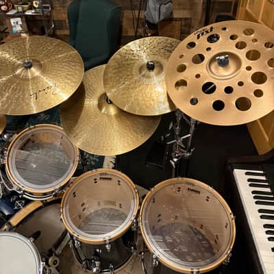 Complete 5pc Dixon Artisan/9pc Paiste Cymbals/EKG Brass snare/Yamaha Hardware image 5
