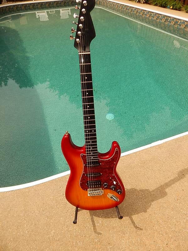 Partscaster Strat Moses Graphite Neck Fralins Cherry Sunburst Modulus image 1