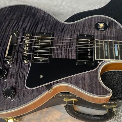 NEW! Gibson Dealer Select Custom Shop Les Paul Custom AAA Figured Flame Top - Transparent Black / Natural Back - Authorized Dealer - 8.8 lbs - G06805 image 4