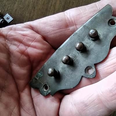 Antique Mandolin pre-1900 Brass Tuners, Bridge & Tailpiece Lot image 7
