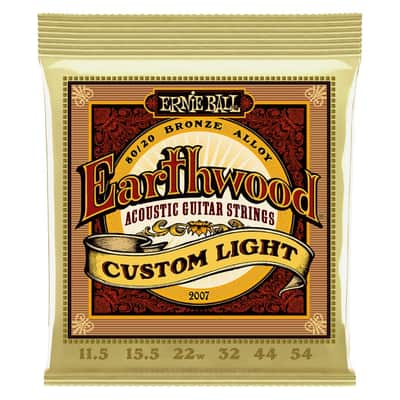 Immagine Earthwood Custom Light 80/20 Bronze Acoustic Guitar String Set 11.5-52 Gauge 80%-Cu+20%-Zn Wnd-Wire Wrap Over Brass-Plated Hi-C Steel Hex-Core 'A TRUE MEDIUM GAUGE ACOUST-GTR STRG-SET' - 1