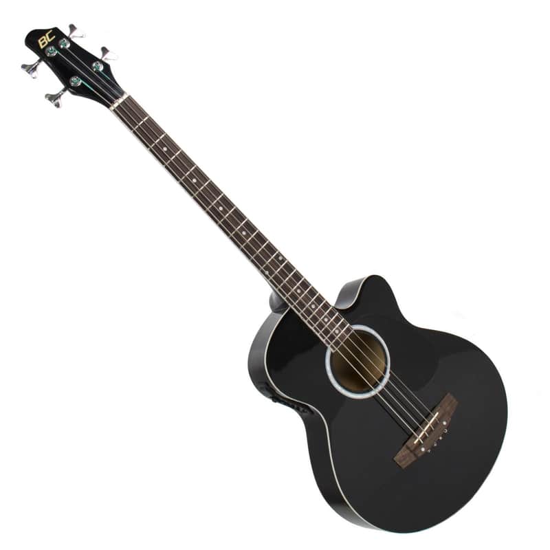 Electric acoustic bass guitar, black image 1