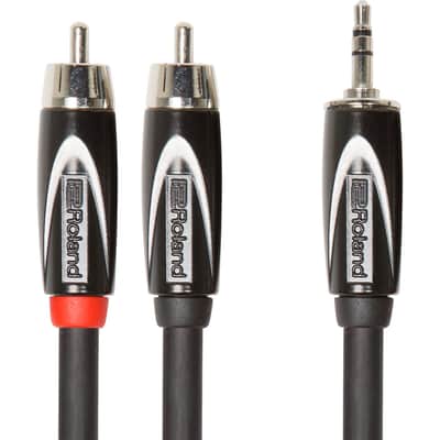 Roland - Black Series 3.5mm TRS to Dual RCA Stereo Interconnect Cable - 10'