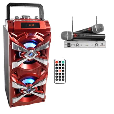 NYC Acoustics X-Tower Bluetooth Karaoke Machine System w/LED's+(2) Wireless Mics image 13