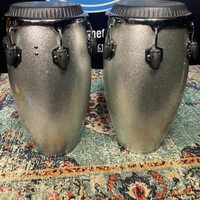 Toca - Custom Deluxe Fiberglass Conga and Tumba - Silver Sparkle image 9
