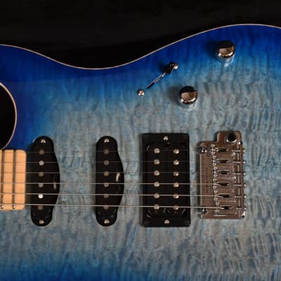 Schecter Custom Shop Sunset Custom II HSS Maple Neck Transparent Sky Blue image 6