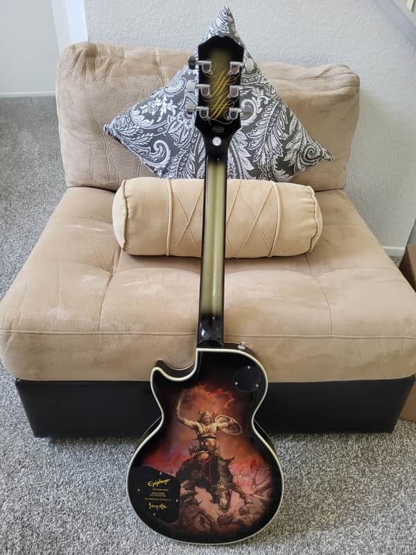 Epiphone Adam Jones Signature Art Series Les Paul Custom 2023 - Frazetta "The Berserker" / Silverburst image 1