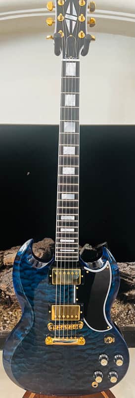Gibson Custom shop M2M SG Custom 5A Quilt 2024 - Nordic Blue image 1
