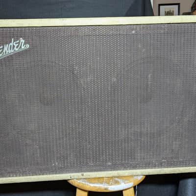 Fender 2x12 speaker cab. Early 1960s - Rough white/blonde/cream tolex image 1