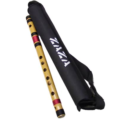 Zaza Percussion- Professional  Scale D Bass 32'' Inches Polished Bamboo Bansuri Flute (Indian Flute)  With Carry Bag image 2