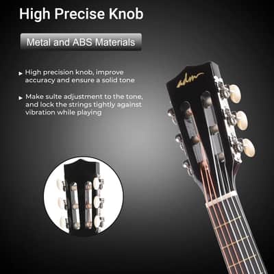 ADM Beginner Acoustic Classical Guitar 30 Inch Nylon Strings Wooden Guitar Bundle Kit for Kid Boy Girl Student Youth Guitarra Online Lessons with Gig Bag, Strap, Tuner, Extra Strings, Picks,Black image 6