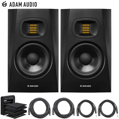 ADAM Audio T5V 5" Studio Monitor, Black (Pair) + Speaker Accessories Bundle image 1