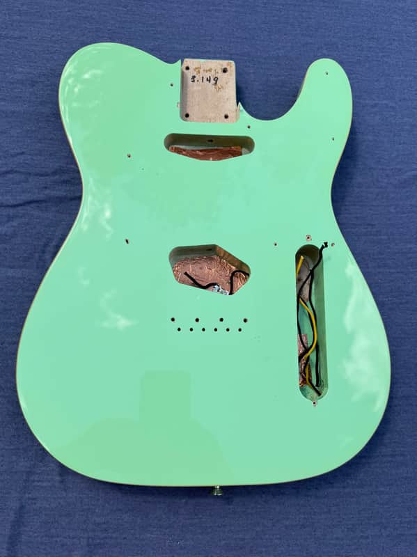Non-branded T-Style Body T-Style guitar body 2021-2024 - Clear urethane over surf green image 1