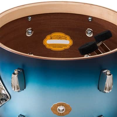 Slingerland 18" Radio King 3pc Kit BDP BLUE & SILVER LACQUER SPRAY-18"x14" 12"x8" 14"x14" image 3