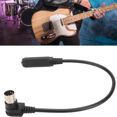 MIDI Cable, 6.35mm 1/4 Inch Female to DIN 5 Male Sound Adapter, 90 Degree Right Angle TRS Stereo Audio Cable for Keyboard, Electric Piano, Guitar image 2