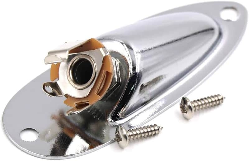 Guitar Input Jack Socket Plate Output Loaded Boat Style 1/4 Inch with Screws for Fender Stratocaster Strat St Mono Electric Guitar for Electric Guitar Replacement Parts(Silver) image 1