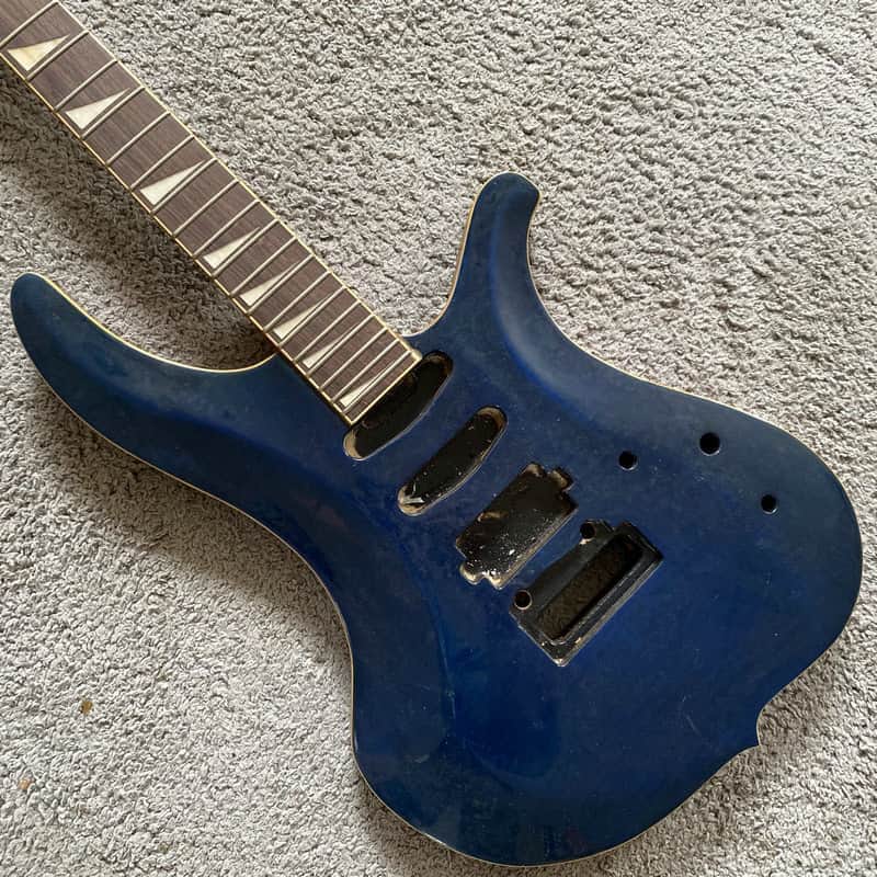 DeVille Blue HSS Electric Guitar, Mahogany Tiger Maple Top Body, 24 Frets Rosewood Fingerboard image 1