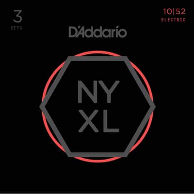 D'Addario NYXL1052-3P Nickel Wound Light Top / Heavy Bottom Electric Guitar Strings, 10-52 (3)