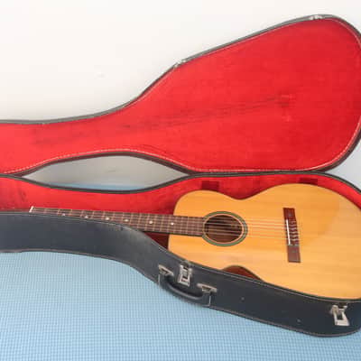 Vintage 1960-70s Kay Classical Acoustic Natural Guitar Clean Harmony Rare Jumbo Shape ?! A Jumbo Classical! Well Made Heavy Thick Tortoise Double Binding image 18