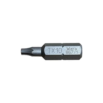 Wera 867/1 Z Torx Screwdriver Bits 1/4" Hexagon Drive (T10/TX10, Single)