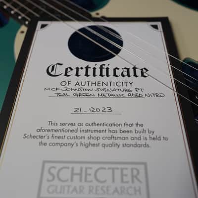Schecter USA CUSTOM SHOP Nick Johnston PT S/H Wembley Teal Green Metallic Aged Nitro w/ Case NOS (2022) image 12