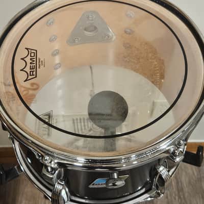Vintage Ludwig 8x12 Tom Black Cortex 6-Ply Blue/Olive Badge Modular Mount image 4