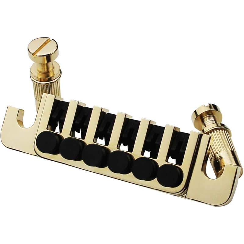 Guitar TP-6 Bridge Stop Bar - Vintage 70's Bridges Tailpiece with Studs and Inserts Replacement Compatible with LP Les Paul SG ES 6 String Electric Guitar(Golden) image 1