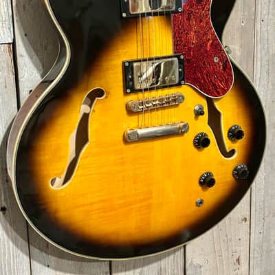 Jay Turser  JT134DC 335 Style Semi-Hollowbody Electric Guitar - Sunburst, Ships Fast with A Pro Set Up! image 3