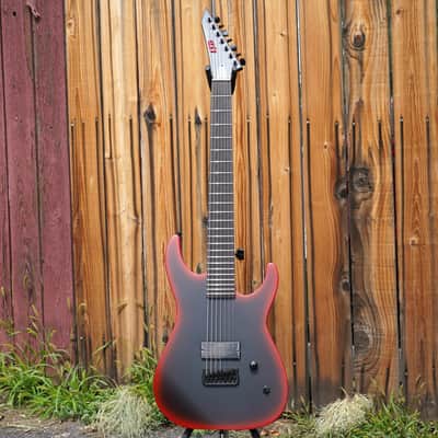 ESP LTD M-7HT Baritone Black Metal Black Red Burst Satin 7-String Electric Guitar image 2