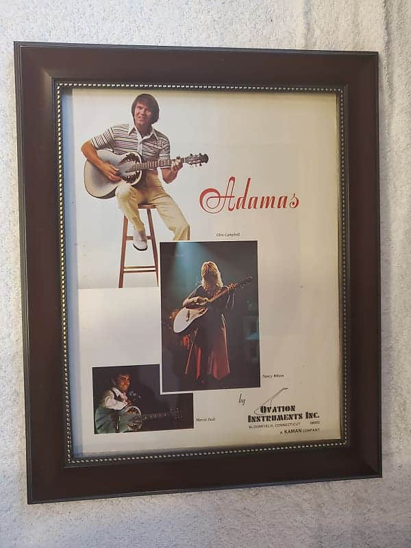 1978 Ovation Adamas Color Promotional Ad Framed Glen Campbell, Nancy Wilson Marcel Dadi Original image 1