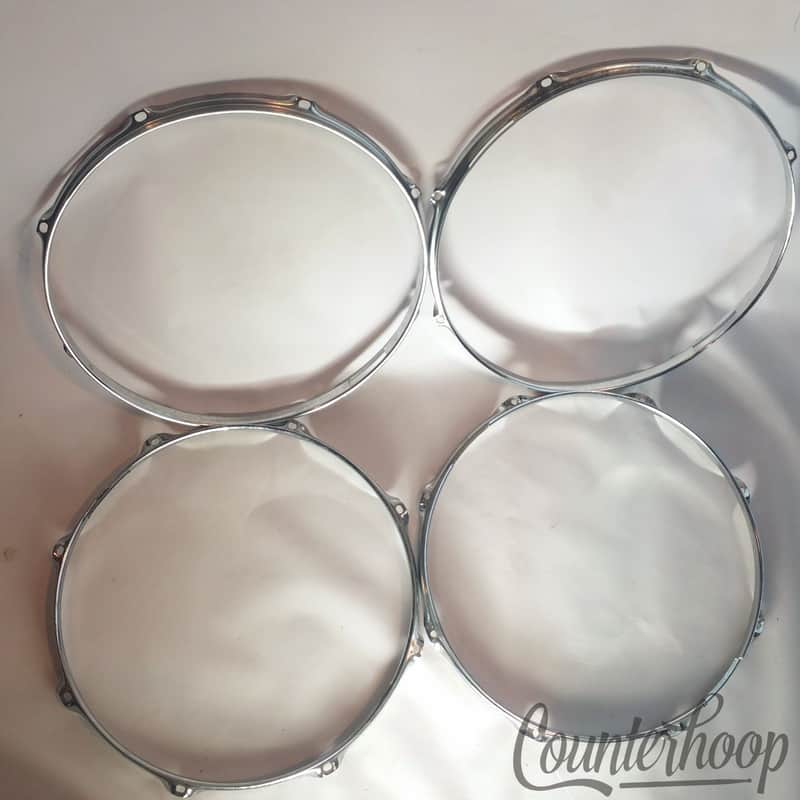 *Ludwig 4x 14"Rims/Hoops 8Lug-Hole Snare Drum Resonant Chrome Vintage 70s USA* image 1