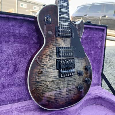 Clip Les Paul style 24 Flat Custom FR Black Flame Red Burst Gloss image 2