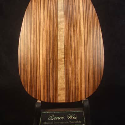 Handmade 8 String Tenor Ukulele, Solid Mango, Zebra wood Pineapple, Abalone Inlay, Soft-bag, Bruce Wei UAW17-2119-1 image 3